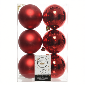Amicasa Juego de 6 Bolas de Navidad Rojas de Plástico de 8 cm 9022052 Adornos para Árbol de Navidad - Product Image 2