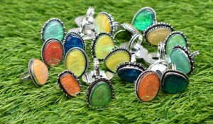 Triplete ópalo Vintage latón diseñador bisel ajuste brillante plateado surtido Original piedra declaración anillos para fiesta de boda - Product Image 2