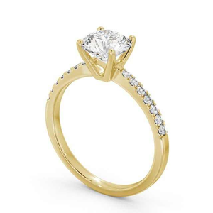 Bague de fiançailles classique en or jaune massif 14 carats avec diamant de laboratoire taille ronde, bijoux fins pour femme, bague de mariage, vente chaude - Product Image 1
