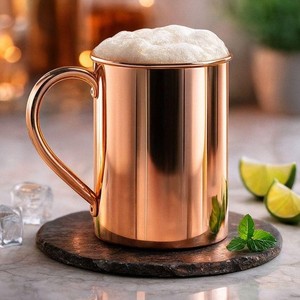 Taza Moscow Mule de Cobre Puro de 16 oz - Taza de Cobre Pulida Hecha a Mano para Beber Cerveza y Cócteles con Asa - Product Image 1