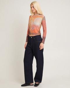 Top Corto de Malla con Media Manga, Estampado Ecológico, Estilo Urbano, Ajuste Holgado, para Verano - Product Image 4