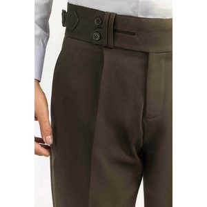 Pantalon de costume Gurkha taille haute classique, plissé devant, coupe droite, grande taille, tissu avec logo à la taille, formel FP-GRK25-005 - Product Image 1