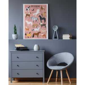 Póster de Caballos de la Tierra de Estilo Moderno, 61x91.5 cm, Arte de Pared Rosa - Product Image 2