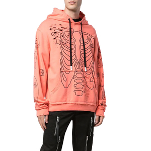 Sweat à capuche streetwear d'hiver uni en molleton 100% coton, logo personnalisé, coupe oversize à épaules tombantes, sérigraphie, effet vieilli, 380g - Product Image 3