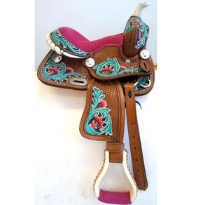 Sillín de cuero occidental tallado a mano hermoso floral al mejor precio - Product Image 1