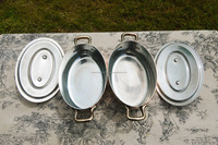 Casseroles en cuivre français, petits pots ovales avec couvercle, design moderne, écologiques, compatibles cuisinière à gaz, doublure en étain, nettoyage manuel, pour hôtels, en métal