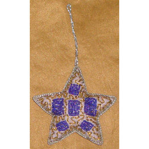 Décoration en forme d'étoile Offre Spéciale Topper d'arbre de Noël utilisé pour la décoration Festival de Noël fabriqué par le tissu perle pierre Zardozi - Product Image 1