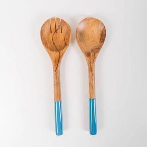 Juego de Cucharas para Servir de Madera Hechas a Mano de Primera Calidad, Madera de Acacia con Mango de Resina, Diseño Clásico Ecológico, Utensilio de Cocina para Bodas - Product Image 1