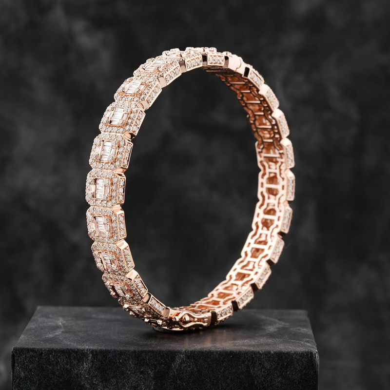 Unisex Diamond Cuban Bracelet 12mm 8inch