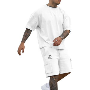 Conjunto de Camiseta y Pantalones Cortos de Manga Corta para Hombre, Ropa de Calle Informal, Camiseta de Algodón Transpirable con Estampado, Verano - Product Image 2