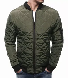 Custom Fashion Style Men's Warm Waterproof Canvas Stand Collar Front Logo Puffer Jacket Wholesale Winter Streetwear <b>Quilted</b> - Product Image 1