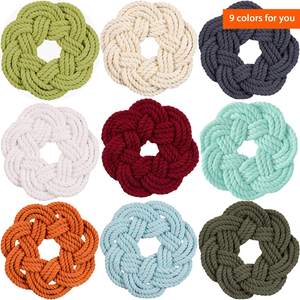 8 Pcs Classic Minimalist Cotton Woven <b>Drink</b> <b>Coasters</b> with Holder 4 Colors ABSorbent <b>Coaster</b> Set for <b>Drinks</b> - Product Image 5