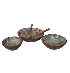 Cuencos de madera de diseño antiguo para servir, ensaladas de frutas, cuencos de madera para servir hechos a mano con acabado de esmalte útil al precio más bajo - Product Image 1