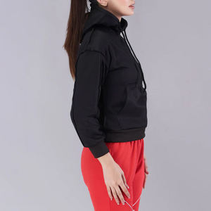 Nueva tendencia, fabricación negra sólida, Sudadera con capucha personalizada para mujer, estilo Premium 2025, nueva moda con logotipo personalizado, servicio OEM - Product Image 3