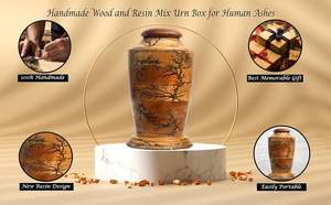 Resin Urn <b>Box</b> - <b>Large</b> <b>Wooden</b> for Ashes Adult Male/Female - Water Stunning Resin Urn <b>Box</b> - Personalized <b>Box</b> Cremation Urns - Product Image 2