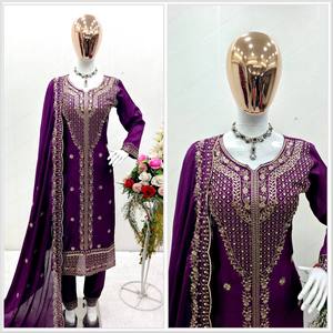 เสื้อซินออนผ้าไหมแฟนซีสไตล์ใหม่พร้อมชุด Dupatt เย็บชุดอินเดียและปากีสถาน - Product Image 2