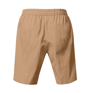 Men's Solid Color Cotton Bermuda Shorts Drawstring Waist Casual Wear Mid Rise With Pockets Breathable Woven Fabric Beach Shorts - Product Image 5