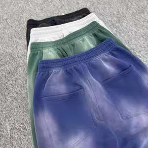 Streetwear personnalisé pour hommes surdimensionné coton polaire Vintage acide lavage strass pantalons de survêtement de survêtement pour hommes - Product Image 1