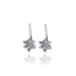 Boucles d'oreilles en argent 925 pour femmes avec cristal et zircone cubique, design floral - Product Image 2