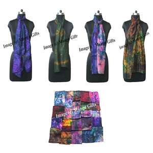 <b>Indian</b> Silk Sari <b>Scarf</b> Tie Dye Wrap Stole Dupatta Long Neckwraps for Girls Fashion Accessories with Digital Printing Wholesale - Product Image 1