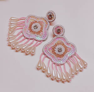 Pendientes de cuentas de semillas bordados a mano de la mejor calidad 2025, joyería de moda duradera en forma de árbol, Pendientes colgantes - Product Image 1