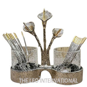 Support en aluminium Matériau en verre Plaqué argent Porte-couverts Très luxe pour la maison Porte-couverts pour la cuisine - Product Image 1