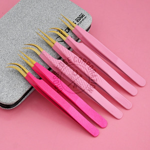 Professional Fiber Tip Eyelash Extension Tweezer 45 degree 90 degree Boot Volume Stainless Steel Isolation Lash <b>Tool</b> - Product Image 1