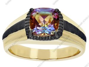 Anillo de Plata de Ley 925 con Ametrina Natural de 2.50 Quilates, Corte Cojín Clásico para Hombre, Engaste de Garras, Diseño Audaz con Gema - Product Image 3