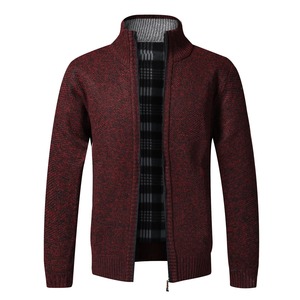 Top qualité automne hiver nouveau hommes veste Slim Fit col montant veste à glissière hommes solide coton épais chaud pull - Product Image 6
