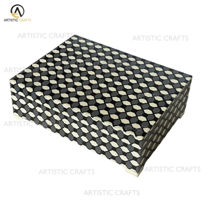 Caja de almacenamiento decorativa de diseño floral con incrustaciones de hueso Premium hecha a mano, artesanías naturales ecológicas - Product Image 3