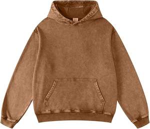 Sudadera de algodón unisex para hombre y mujer, Sudadera con capucha de lavado ácido de gran tamaño con logotipo frontal, camisetas Vintage Terry para 2025 - Product Image 1