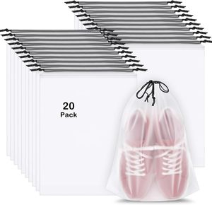 20 Pack PVC Reusable <b>Waterproof</b> Clear Travel Shoe <b>Bags</b> 15.7"x11.8" <b>Drawstring</b> Closure for Women & Men Shoe Storage - Product Image 1