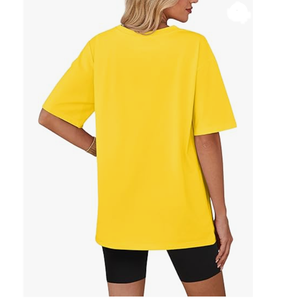 T-shirt ample surdimensionné en coton délavé personnalisé pour femmes, respirant, motif solide, tricoté, logo imprimé pour l'été, style décontracté - Product Image 4