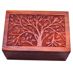 2025 Urne funéraire commémorative en bois de mangue fabriquée à la main en forme de rectangle Urne de crémation de conception classique Dernière arrivée pour les cendres humaines - Product Image 2