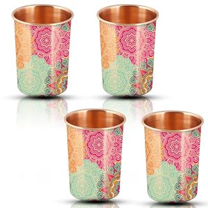 Verre en cuivre imprimé décoratif avec design mandala complexe pour la maison et la table de bureau au prix de gros - Product Image 3