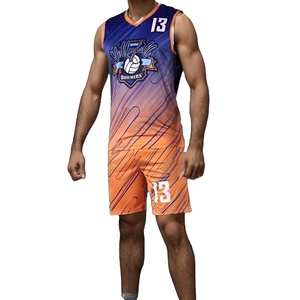 Maillot de volley-ball personnalisé unisexe pour adultes, 100% polyester, sublimation, séchage rapide, col en V, maillot de sport d'équipe, best-seller - Product Image 1