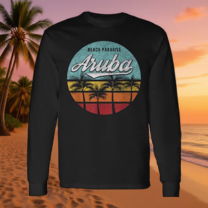 Camiseta de Manga Larga con Diseño Retro de Aruba, Caribe, Vacaciones en la Playa, Crucero, Estilo Vintage, Ropa Promocional de Viaje - Product Image 3
