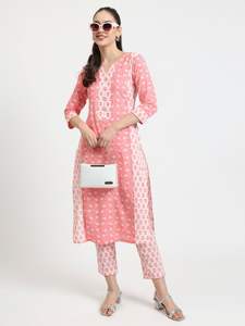 ชุดแขน3/4พิมพ์ลายดอกไม้สีชมพูสีขาวสง่างามสำหรับผู้หญิงชุดปาร์ตี้สำหรับฤดูร้อนฤดูหนาวสำหรับสาวอินเดีย - Product Image 2