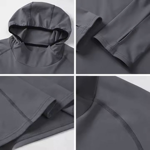 Men Fleece Pullover Solid Custom logo Warm Long Sleeve Hooded Tops Outdoor Sport Polyester Breathable <b>Running</b> <b>Hoodies</b> - Product Image 4