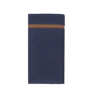 Cartera Larga de Cuero Azul Marino para Hombre con Raya Marrón, Tarjetero Delgado, Organizador de Pasaporte de Viaje, Diseño Ejecutivo Elegante - Product Image 4