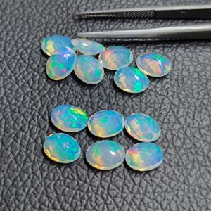 9x11มม. โอปอลโอปอลโอปอลโอปอลเจียระไนเหลี่ยมเพชรพลอยตัดทรงไข่อัญมณีโอปอลไฟสีฟ้าเครื่องประดับที่ alibaba อินเดีย - Product Image 3