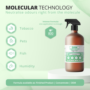 Neutralizador de Olores en Aerosol Intenso, Fórmula Verde: Olores de Tabaco, Mascotas, Pescado y Humedad - Botella de 1L - OEM / Marca Privada - Product Image 2