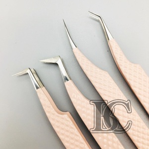 Pinzas de alta calidad visón extensiones de pestañas de acero inoxidable sostenibles Beige Hello Kitty Charm Logo embalaje pinzas opcionales - Product Image 2