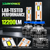 Ampoules de phares LED pour voiture YHKOMS, logo personnalisé d'usine, V22 130W 12200LM, double tube en cuivre, H1 H4 H7 H11 9005 9012, vente en gros