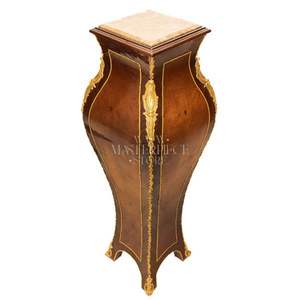 Pedestal Decorativo de Madera con Tapa de Mármol de Lujo - Product Image 1