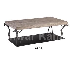 Mesa auxiliar de vidrio templado y metal sólido marrón martillado con acabado de latón, ideal para el hogar, la sala de estar y la Oficina - Product Image 3