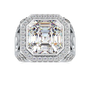 <b>Solid</b> 925 Sterling <b>Silver</b> VVS Moissanite Diamond Engagement & Wedding Ring with 18K Gold Pearl for Both Ceremonies - Product Image 3
