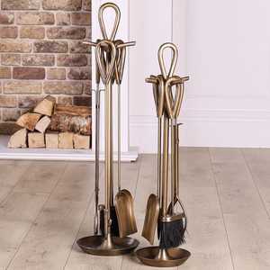 Blackwell grand ensemble d'accessoires de cheminée en fer forgé compagnon d'effet laiton maison intérieur extérieur personnalisé moderne couleur dorée - Product Image 1