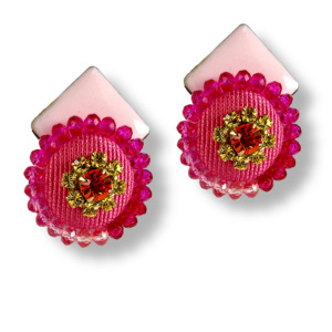 ItalianCraftmen hecho a mano para mujer romántico Mignon fucsia 07 pendientes de tuerca únicos abalorios de cristal joyería hecha en Italia - Product Image 1