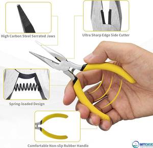 Juego de alicates de punta fina de acero inoxidable con cortador lateral y mordazas dentadas para la fabricación de joyas de precisión - Product Image 2